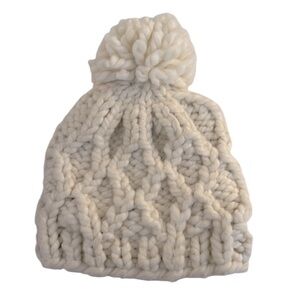 JustFab Cream Cable Knit Fisherman Winter Fall Comfy Beanie Hat One Size